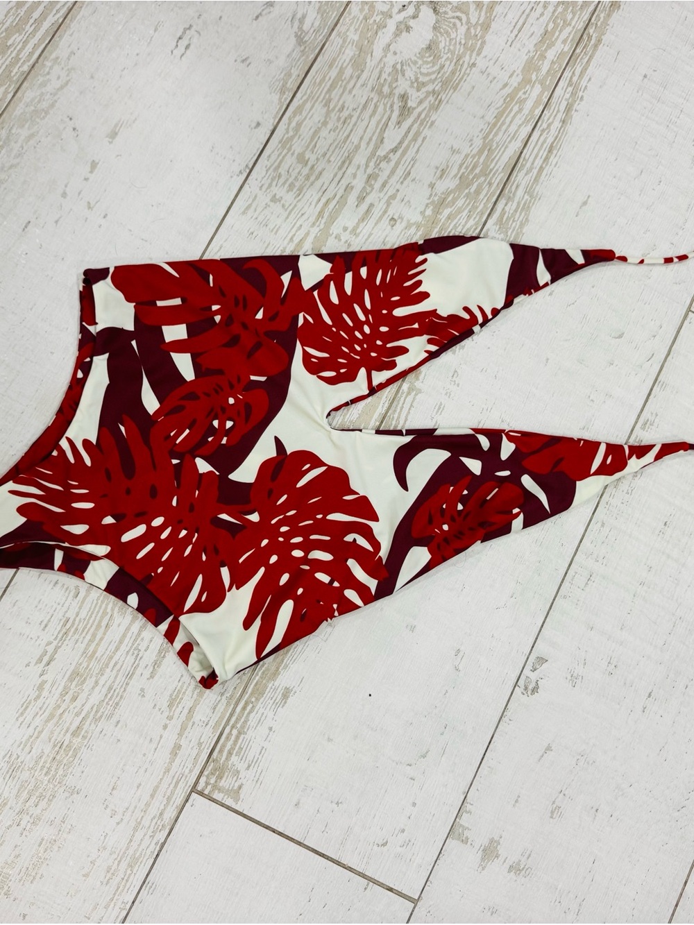 Mikoh Red Tropical Leaf One-Piece Swimsuit